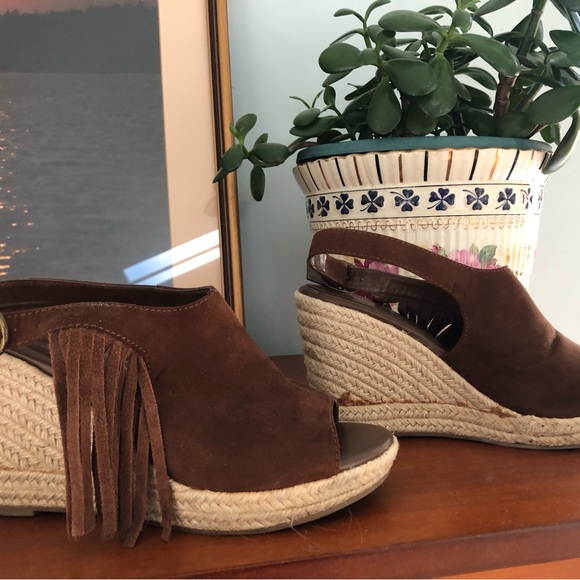 Suede and jute wedge heels size 8 - Picture 2 of 10